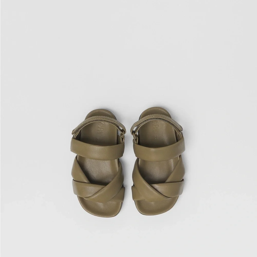 QUILTED SANDALS - LIMITED EDITION Zara Olive green 5.5 baby
